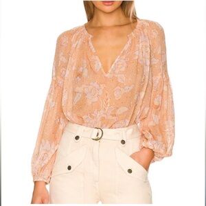 Ulla Johnson Peach Floral Blouse